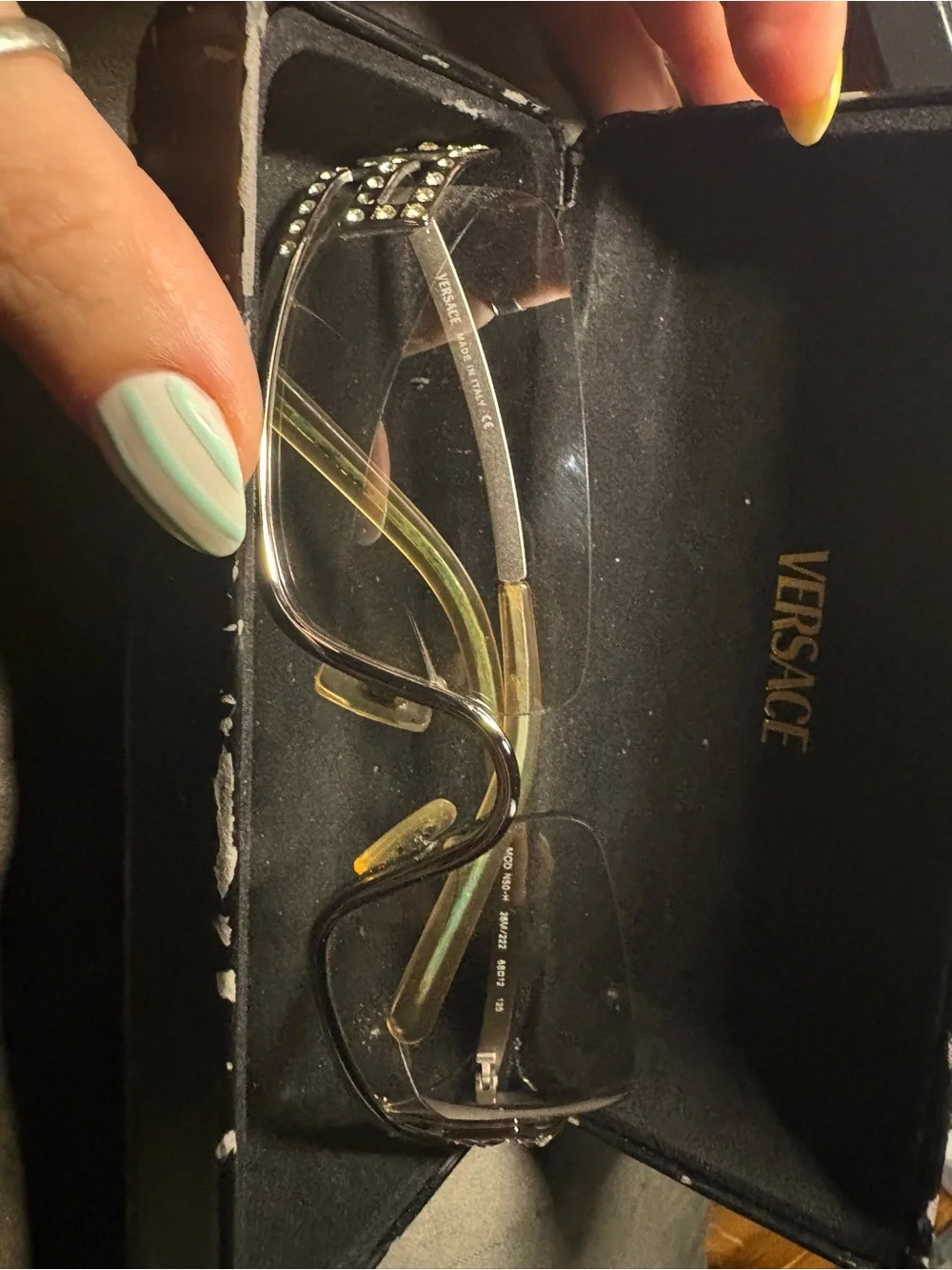 Versace Women's Gray Gradient Rimless Sunglasses with Gold Accents